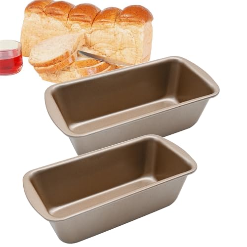 2 Stk Edelstahl Brotbackform, 19x9x5cm Klein Kastenform Kuchen Backform Rechteckig Kastenform Brot Brotbackformen mit Antihaftbeschichtung Brotformen zum Backen für Backofen Heißluftfritteusen (Gold)