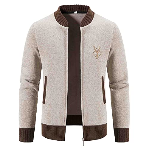 Duohropke Trachtenjanker Für Herren Lang Langarm Sportlich mit Kapuze Strickjacke Trachtenjacke 3XL Modern Leicht Herbst Cardigan Wintermantel mit Reißverschluss Strick Sweatjacke Freizeit-Jacke