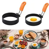 2 Stück Spiegeleiform,Spiegeleierformen für Die Pfanne,Edelstahl Pancake Form,Eierform für Die Pfanne,Spiegeleier Form Ring,Eierformer Spiegelei,Pochierte Eier Form für Pfannkuchen,Egg Sandwiches