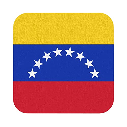 Untersetzer-Set aus Leder mit Flagge von Venezuela, ideal für Zuhause, Restaurants, Küchen und Büros