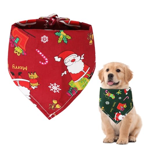 Weihnachts-Schneeflocken-Karo-Hunde-Bandanas, Schal, verstellbar, großes Haustier, Urlaubs-Hundeschal, Lätzchen, Welpen-Bandanas, Schal, waschbare Hundeschals(S,Red)