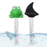 WIYETY Schwimmende Pool Thermometer Wasserthermometer : 2 Stück Wasser Temperatur Thermometer Schwimmbadthermometer, Bruchfest Karikatur Floating Pool Thermometer für Swimmingpool, Aquarien