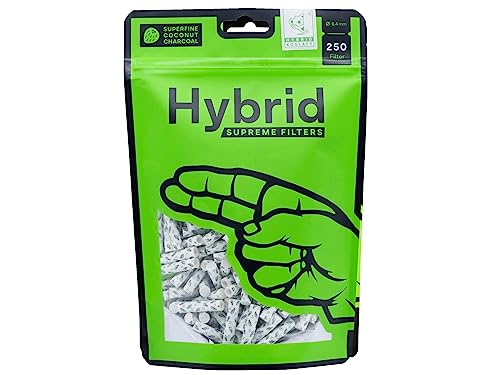 Hybrid Slimfilter 250er Beutel Aktivkohlefilter, 6,4mm, halb Zellstoff Halb Aktivkohle, 19820, Weiss, 250er Pack