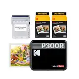 KODAK Mini 3 Retro 4Pass Tragbarer Fotodrucker (7,6 x 7,6 cm) – Paket mit 68 Blättern, schwarz