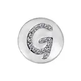 Quiges Damen Click Button 18mm Chunk Versilbert Alphabet G Glänzend für Druckknopf Zubehör