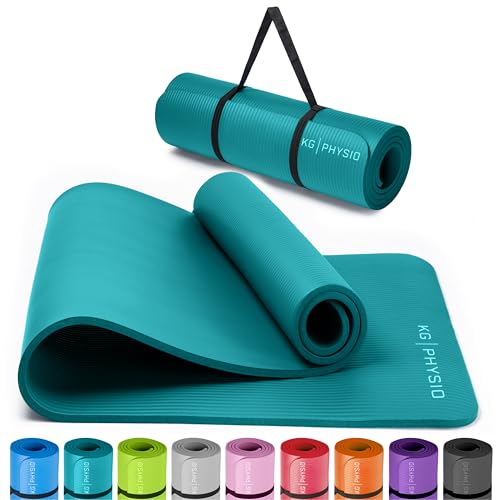 KG Physio Yogamatte Rutschfest und Gepolstert - Yoga Matte mit Tragegurt, Fitnessmatte, Turnmatte, Sportmatte Dicke 8mm, Gymnastikmatte, Gym Matte, Pilates Matte, Fitness Matte Sport, 183x60cm