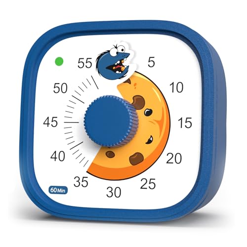Visueller Timer für Kinder – Cookie Monster – Zeitmanagement-Tool – 60 Minuten Countdown – Fördert Konzentration & Produktivität – Für Schule, Spielen, Lernen, Zähneputzen – Bunt & witzig
