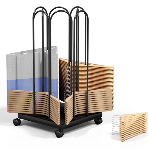 AIWFL 4 seitliche Aufbewahrungsbügel, Stapelwagen, Kleiderbügel, Stapelwagen mit 4 Rädern, Kleiderbügel, Aufbewahrungsregal, 4-in-1 Kleiderbügelständer für Einkaufszentrum, Spezialgeschäft