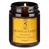 Massagekerze Monoi de Tahiti 100 g - Sojawachs Kerze - Duftkerze mit Kokosöl - Monoi de Tahiti-Öl - Vanille-Oleoresin - Aroma Kerze - Entspannung - Körperpflege - Aromatherapie