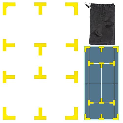 Amviner Pickleball Court Markers Kit, Outdoor Auffahrt Pickleball Tennisplatz Boundary Throw Down Markers, Linien Markierung Set, Gelb