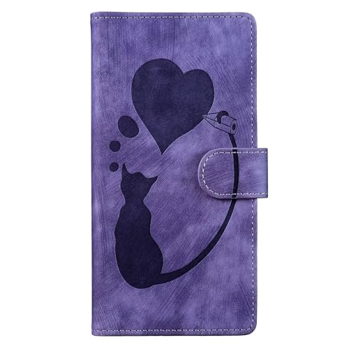 Tivenfezk Nadoli Hülle für Samsung Galaxy S23 Handyhülle,Niedlich Katze Herz PU Leder Klappbar Schutzhülle Tasche Wallet Brieftasche Cover Flip Case Klapphülle