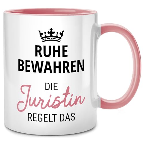 Seness Ruhe bewahren die Juristin regelt das Tasse, Anwältin Tasse, Anwalt Geschenk, Jura Studium, lustige Juristen Geschenke für Anwälte, Jurist Jurastudenten, Abschied Kollegin Kollegen Kaffeetasse