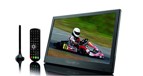 Reflexion LED1017 T2 HD Tragbarer 25,4 Cm (10 Zoll) LED-TV mit DVB-T2 Antenne, Fernbedienung, 12V Adapter, Netzteil, EPG, HDMI, schwarz