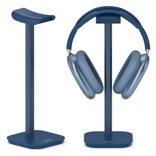 doenci Headset Halterung, Kopfhörer Ständer für Alle Over Ear Bluetooth Kopfhörer, Universal Kopfhörer Halter mit Gewichtete Basis + Aluminiumrohr, Gaming Headset Halter Schreibtisch Zubehör (Blau)
