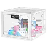 Abschließbare Box, Medikamenten Aufbewahrungbox, Transparente Box mit Schloss für Medizin, Lebensmittel, Handy Gefängnis, verschließbare box für Küche, Büro, Schule, 11,9 * 9,3 * 7,6 Zoll（Weiß）