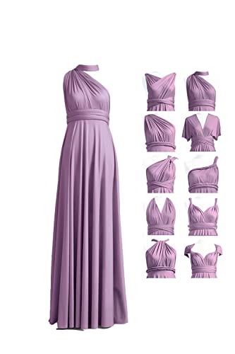 72styles Infinity Kleid mit Bandeau, wandelbares Brautjungfernkleid, lang, Übergröße, Mehrwege-Kleid, Twist-Wickelkleid, Malvenfarben, Einheitsgröße