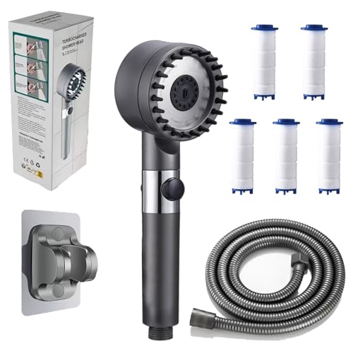 Adlox Vitashower Duschkopf, Vitashower–Spürbar Weichere Haut, Glänzendes Haar & Echtes Wohlgefühl, Adlox Duschkopf, Vita Shower Duschkopf Adlox (Grau)