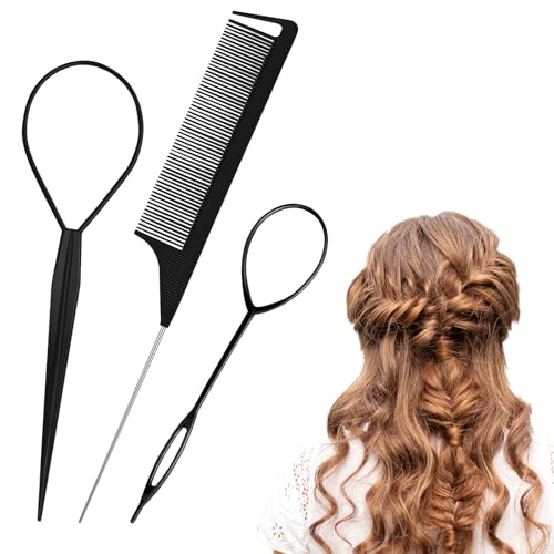Wosyoodo 3 Stück Haarstyling-Set für Frauen und Mädchen, Set Frisurenhilfe, Haar Tail Twister, Haarflechtwerkzeuge für DIY Frisuren, Frisurenhilfe, Für Frauen, Mädchen