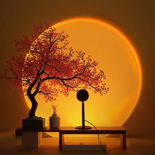 GY Sunset Lamp, 4 Farben Sonnenuntergang Lampe, USB-Anschluss Sonnenlicht LED Projektor, 180° Schwenkbares Ambientelicht, Ideal für Fotos, Selfies und Wohnraumdekoration