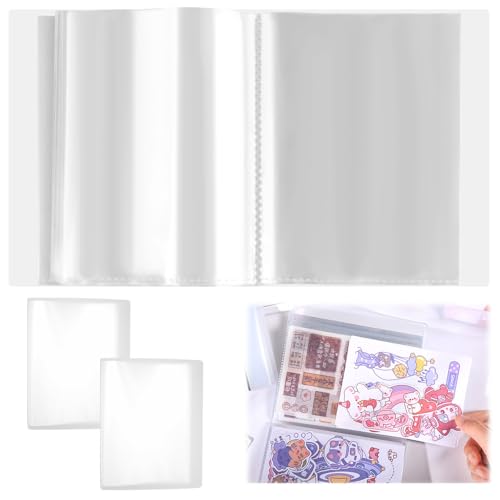 2 Stück A6 Album Transparent, 80 Seiten A6 Fotoalbum Transparent, Transparente Fotohülle aus Kunststoff, Mini-Aufbewahrungsbroschüre, A6 Transparente Stempelaufbewahrung, Foto Hüllen A6 für Aufkleber