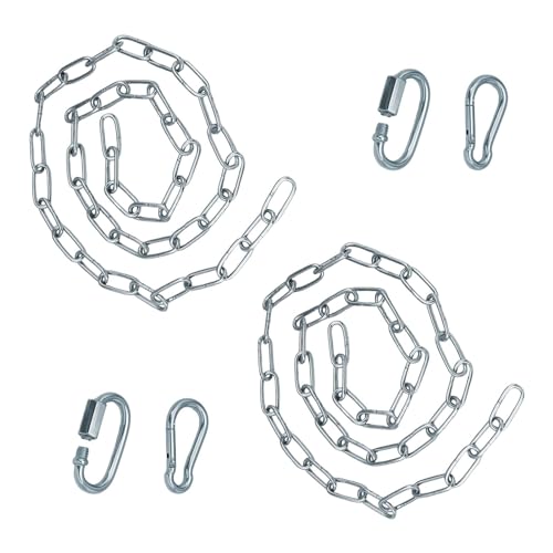 LWLWA Stahlkette Edelstahl 304 2 Stück, Metallkette 1M, Hundekette mit Karabiner, Hohe Härte und Starke Zähigkeit, für Autoreifen Schaukeln Topfpflanzen Haustiere
