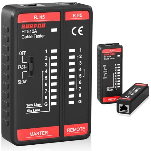 SURFOU Lan Tester Netzwerk Kabeltester, Rj45 Netzwerktester Für Cat7 Cat6 Cat Kabel, Netzwerkkabel Kabelprüfer Ethernet Network Cable Testgerät, Netzwerkkabeltester Internet Lan-kabel Prüfgerät