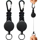 LISOPO 2pcs Schlüsselanhänger Ausziehbar Schlüsselband Ausweis Jojo Schlüsselanhänger Keyholder Band mit Karabiner und Paracord