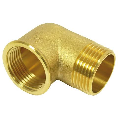 Yacht Steel Rohrbogen, 90° mit Innen- und Außengewinde 1" Messing