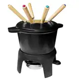 osoltus Fondue geeignet für Käse und Fleisch- Fondue Set 6 Personen Gusseisen schwarz Emaille