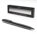 Facile Scriptum | Hochwertiger Premium Dreh-Kugelschreiber aus Metall | Modell Dark Graphene | Geschenk-Idee | Dunkles Silbergrau
