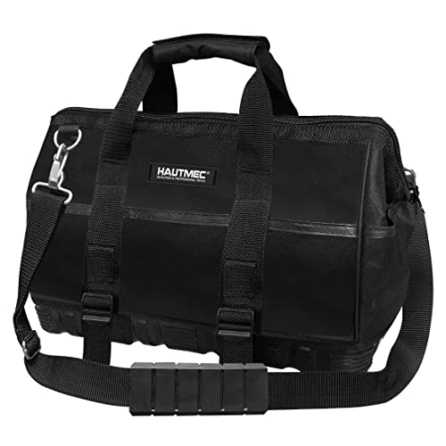 HAUTMEC Werkzeugtasche mit Große Öffnung,robuster Kunststoffboden,doppeltes 600 Denier Nylon,verstellbarer Schultergurt, wasserdicht(41 * 21 * 33cm) HT0096