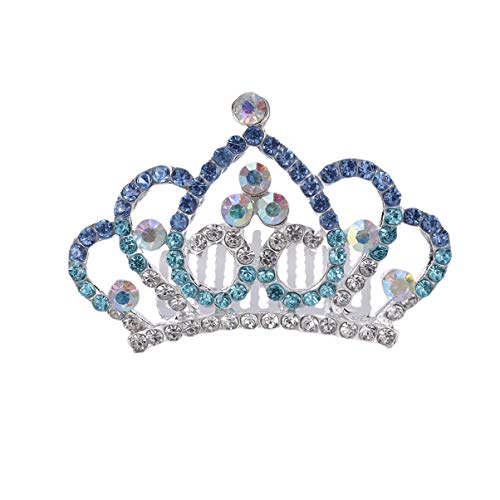 Amosfun Kristall Mädchen Kronen Haar Kamm Krone Tiara Prinzessin Kopfschmuck für Kinder Gr. 1, blau