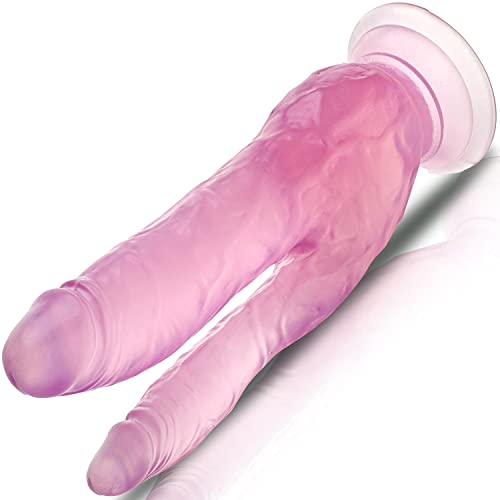 Doppeldildo Sexspielzeug für frauen solo 20,5cm ⌀2,3-3,5cm Anal dildo groß Double Dildo mit saugnapf Doppeldilos für frauen Rosa Analdildos Diloschwanz weich Doppeldildos D26-6