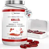 Krillöl 140 Softgelkapseln 1040 mg | Hochdosiert 400 mg Phospholipide / 50 mg Cholin | inclusive Pillenbox | Omega 3 | Astaxanthin, Vitamin E, Laborgeprüft