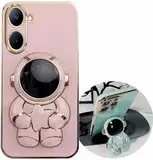 Miagon Süß Stern Astronaut Ständer Hülle für Realme C33,Cute Mädchen Dünn Galvanisierte Schutzhülle Weiches Case Bumper mit Astronaut Halter Kickständer