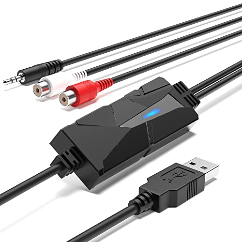 DigitalLife USB 2.0 Audio Grabber mit 3,5-mm und R/L-Stereoeingang – Audio-Digitalisierer für Schallplatten und Kassetten, Kompatibel mit Windows/macOS