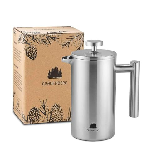 Groenenberg French Press I Hochwertige French Press Thermo mit Warmhalte-Funktion I Kaffeebereiter in verschiedenen Größen 300ml bis 1 Liter