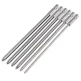 Fixinus 6 Stücke Magnetischer lange Kreuzschlitz Schraubendreher Bits, 1/4 zoll S2 Stahl Philips Schraubendreher Bits Set Werkzeug für manuelle elektrische Schraubendreher PH1 PH2-150mm