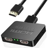 HDMI Splitter 1 in 2 Out 4K 3D HDMI Distributor Adapter 1 zu 2 Way für Dual Monitore, 2 Port Hub Kabel für PS3/4, Xbox, Sky, DVD, HDTV, Projektor