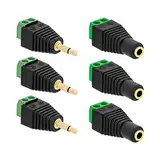 3x Klinken Stecker + 3x Buchsen 3,5mm Adapter > Terminalblock 2 Pin Schraub Klemme Set