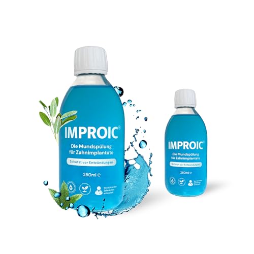 IMPROIC Mundspülung für Zahnimplantate (2er Pack) | Mit Hyaluronsäure, Fluorid & funktionellen Naturstoffen | Schützt Zähne und Zahnimplantate nachgewiesen vor Entzündungen