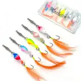 Machilea Twist Spoons Forelle UV-Aktiv 3g | Twister Spinner Forelle mit Rolling Swivels | Forellen Blinker Spoon 5 Stück in Box | Forellenköder Set zum Forellen Angeln Forellen Köder (Orange Feder)