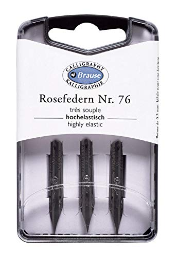 J. Herbin Brause 300076B - Packung mit 3 Rosenfedern, ideal für Druckschrift, 1 Pack