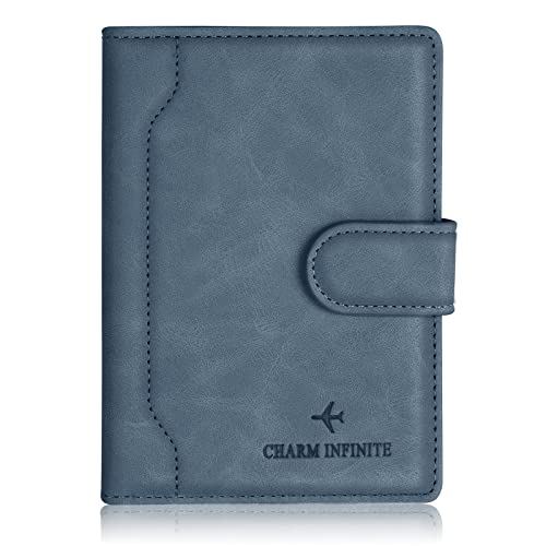 Impfpass Hülle Reisepasshülle, Urlaub Zubehör, Passhülle mit RFID-Blocker, Schutzhülle Tasche für Kreditkarten Reisepass, Ausweis und Reisedokumente, Reisezubehör/Cardholder/Travel Organizer (Blau)