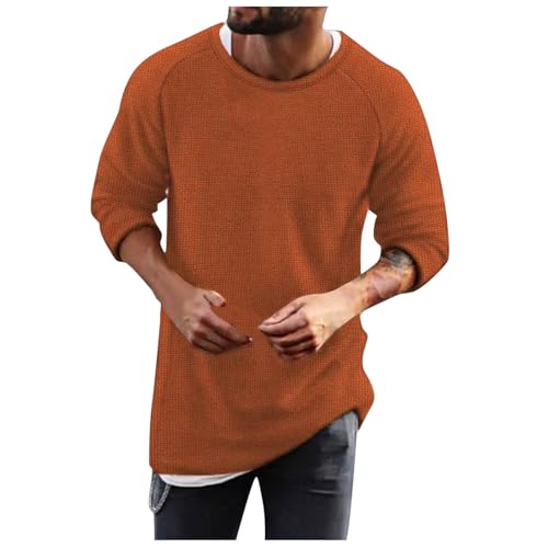 WKAYsIV Pullover für Damen Herren Samt Rundhals Raglan Strickpullover Lässiger Und Lockerer Business Trend Außenhandel Pullover Wintermantel Funktion Herren(Orange,XL)