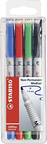 STABILO - Folienstift - OHPen universal - wasserlöslich medium - 4er Pack - grün, rot, blau, schwarz