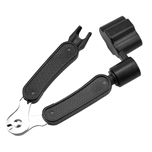 Gitarren Saitenspindel 3-in-1 Saitenkurbel Saitenschneider Saiten-Pin-Abzieher Saitenabzieher Gitarre Kurbel Gitarrensaitenwickler, Multifunktions Reparatur Werkzeug für Gitarre, Schwarz