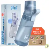 air up® Trinkflasche (600 ml) für Schule, Sport, Gym | inkl. 5 zuckerfreien Duft-Pods & Strohhalm | Wasserflasche in Blau mit Geschmack - auch für Kinder, Jungen, Mädchen | Kohlensäure-geeignet