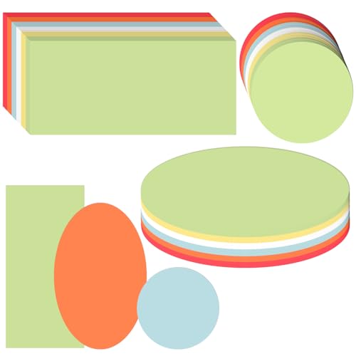 360 Präsentationskarten Set, Rechteckige Präsentationskarten Bunte Runde Ovale Karten Metaplane Karten Blanko DIY Papier Karten für Moderation Professionelle Präsentation Handwerk Schule Büro