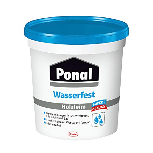 Ponal Holzleim Wasserfest, Montagekleber mit hoher Verleimungsfestigkeit für Feuchträume, wasserfester Kleber zur Montage-, Fugen- & Flächenverleimung, 1x760g